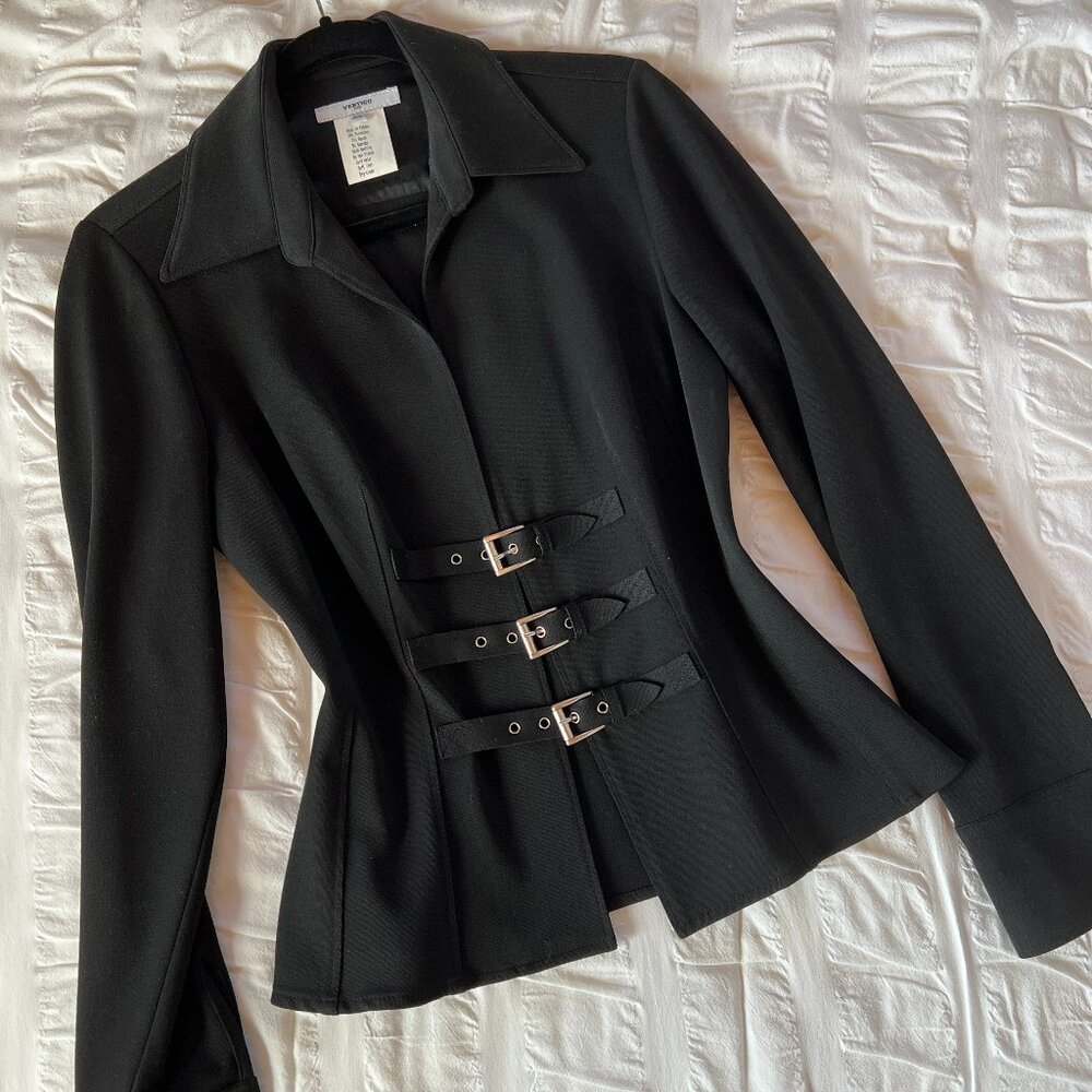 Vertigo Paris Women's Black Buckle Jacket, Size: M (Part of Matching Set)